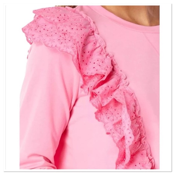 Lilly Pulitzer Deva Ruffle Sweatshirt
Pullover Top Eyelet Embroidered - Picture 4 of 5